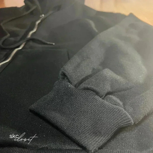 SHEIN MOOSTA Black Drawstring Drop Shoulder Hoodie, Small - Picture 7 of 10